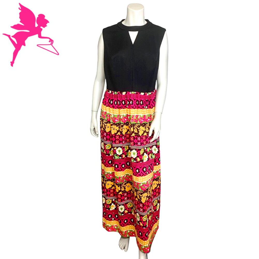 VINTAGE 70's Brady Bunch Maxi Dress